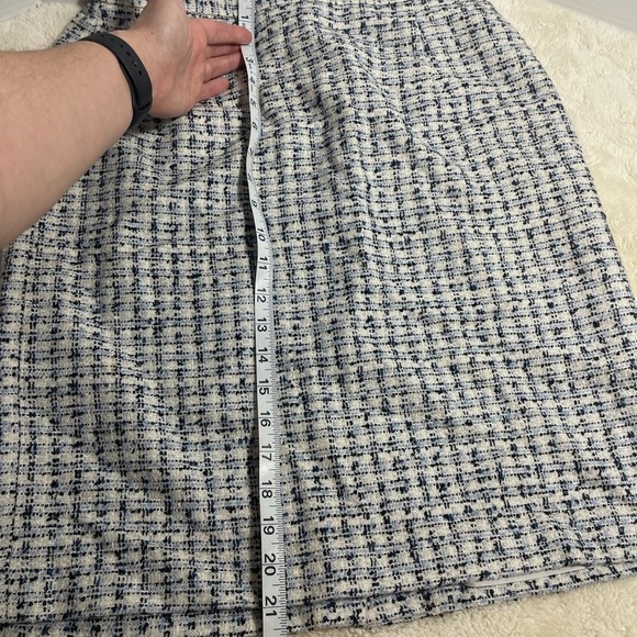 Karen Scott Classic Navy Light Blue and White Tweed Fall Skirt - Picture 8 of 9